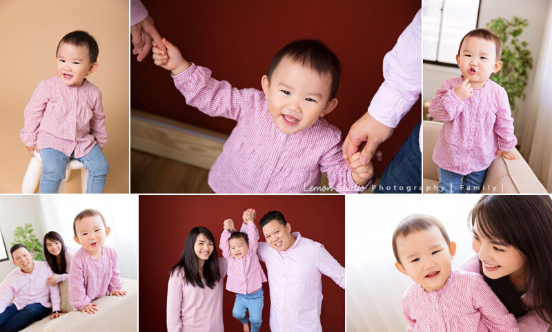 兩歲的忻櫟跟爸拔媽麻來拍照，一家人拍出好有味道的全家福