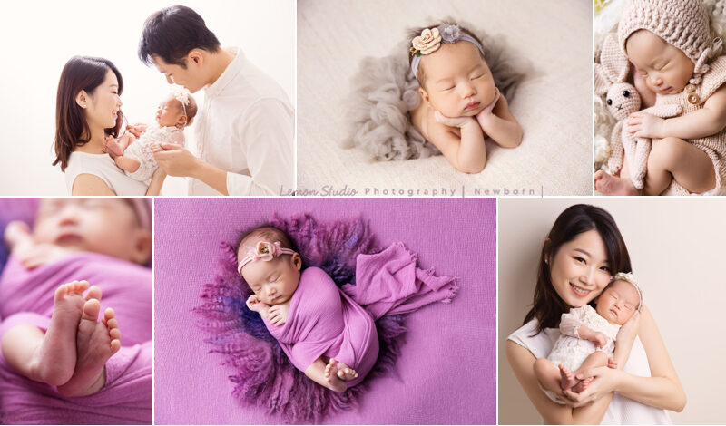 玫君媽麻的寶寶來檸檬巷館拍新生兒寶寶照，這張組合相片就看到這一系列相片的感覺！