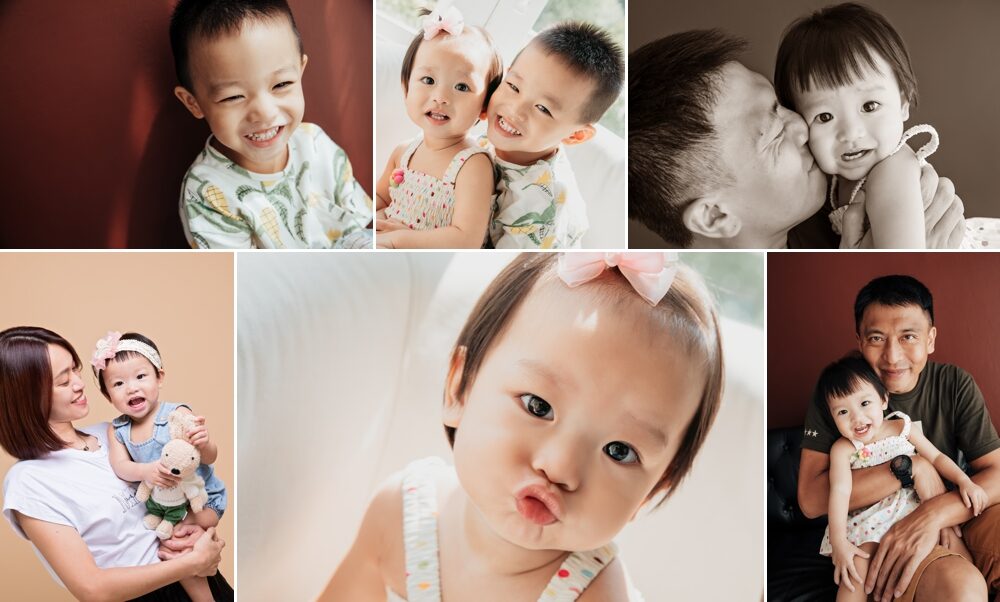 靜怡媽麻一家來拍寶寶週歲照，這張是這一系列相片的組合故事設計相片！