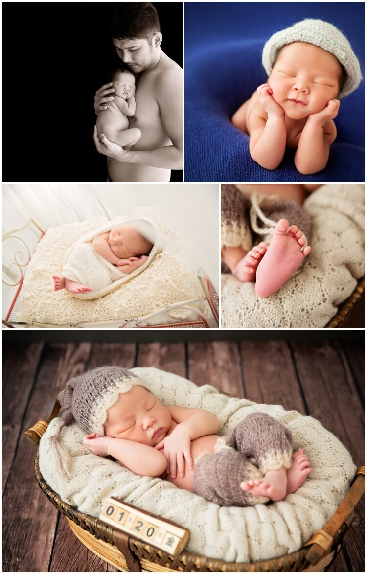 野蠻王妃來拍四寶的新生兒攝影，這張是此系列相片的組合故事設計相片第二張，有四寶跟爸拔的合照、四寶的獨照、四寶的腳丫丫、四寶拖著頭睡的可愛相片等！