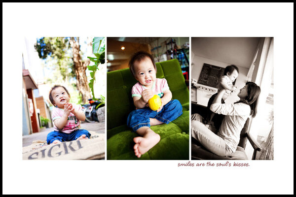 岑昕的爸拔媽麻是芭蕾咖啡的老闆，在咖啡廳裡及咖啡廳外幫岑昕一家拍了許多美好的相片！這張是這一系列相片的組合故事設計相片，相片裡有岑昕的個人寶寶照，有岑昕和媽麻互動的相片！