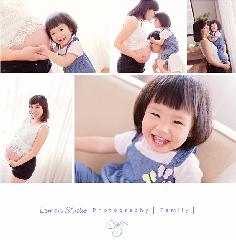 元芬媽麻一家來拍孕媽媽寫真及寶寶寫真，這張是這一系列相片的組合故事設計相片！