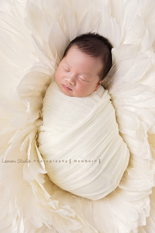 冠伶媽麻一家來拍新生兒寶寶照，這張是寶寶的獨照！