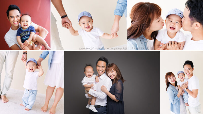 劭宇一家來拍專業兒童攝影，這張是劭宇滿周歲的紀念照組合，很多不同的相片搭配起來很豐富且美好！