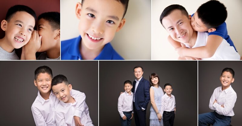 品佑＆品諺一家來拍家庭寫真，正式的及休閒的拍起來都很好看！