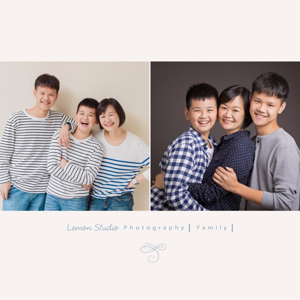 以玠媽麻和已是青少年的兒子們來拍照,彼此之間有許多好美的互動,男孩們帥氣又貼心活潑 ,一家人的笑顏是最美麗的紀錄啊!這兩張相片是以玠媽麻和兩個兒子的全家福!